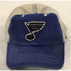'47 Brand NHL St. Louis Blues Fitted Stretch OSFA Blue Tan Mesh Hockey Cap